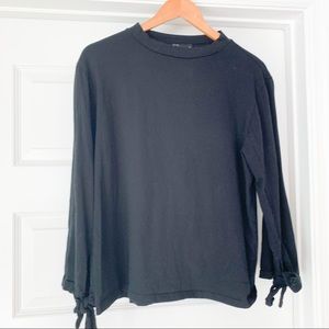 M//C Black Long Sleeve Tie Top Size Medium